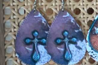 Western Cross Teardrop Earrings