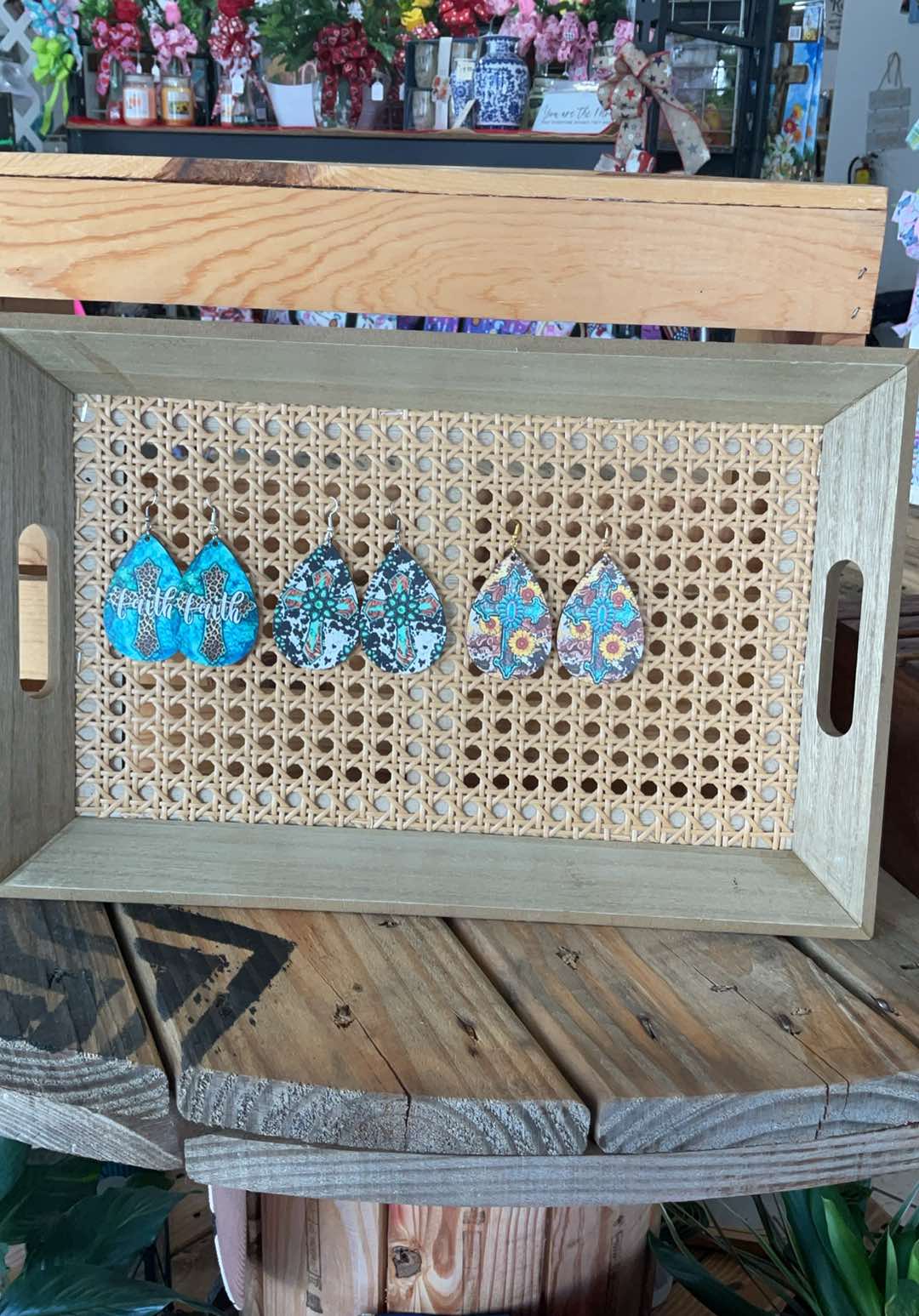 Western Cross Teardrop Earrings