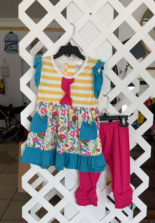 Yellow Florals Ruffle Pants Set