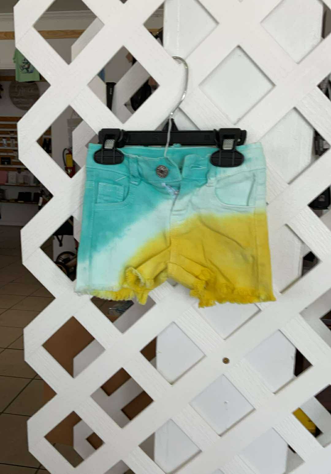 Turquoise & Yellow Ombre Shorts