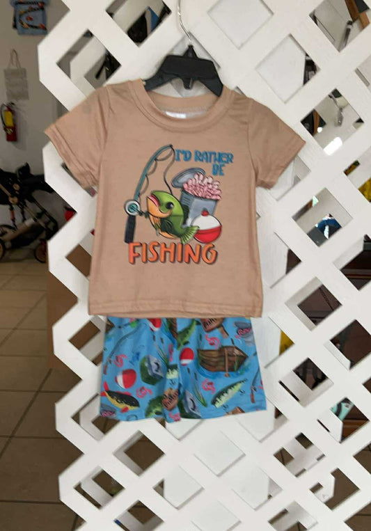 I'd Rather Be Fishing Shorts Set