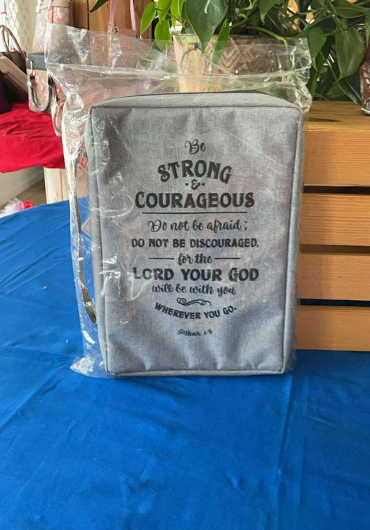 Strong and Courageous Poly-Canvas Bible Cover - Large
