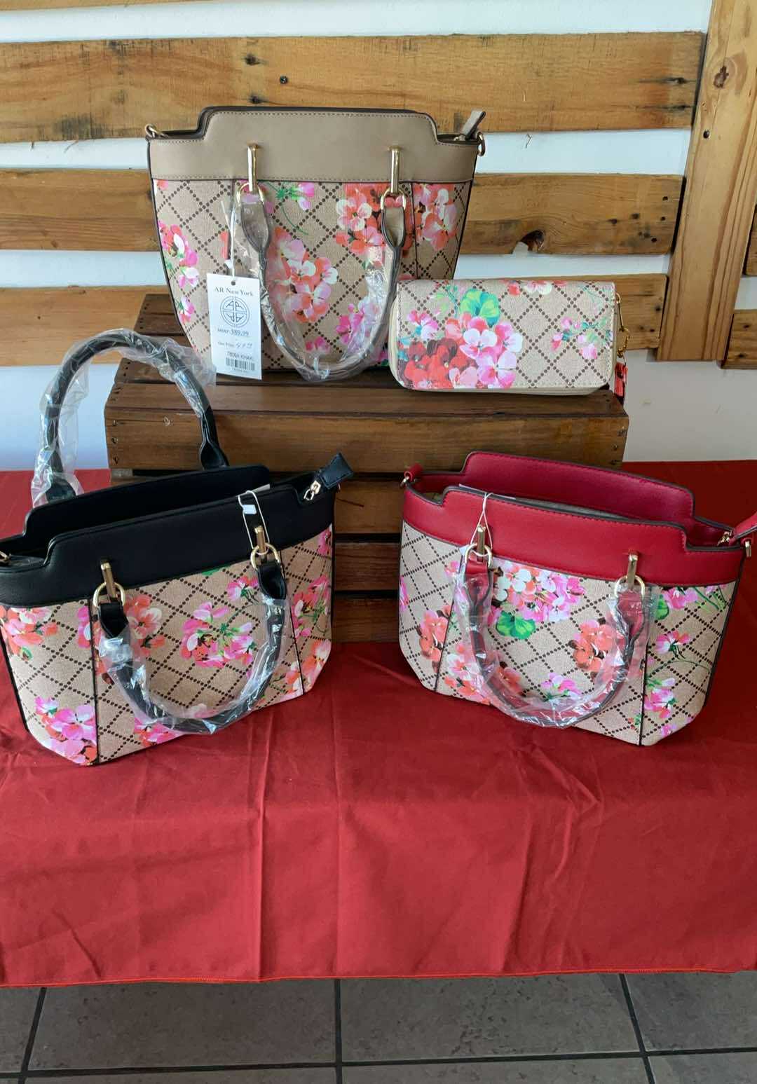 Floral Leather Handbags + Wallet