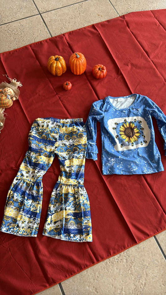 Painted Sunflower Flare Pants Set