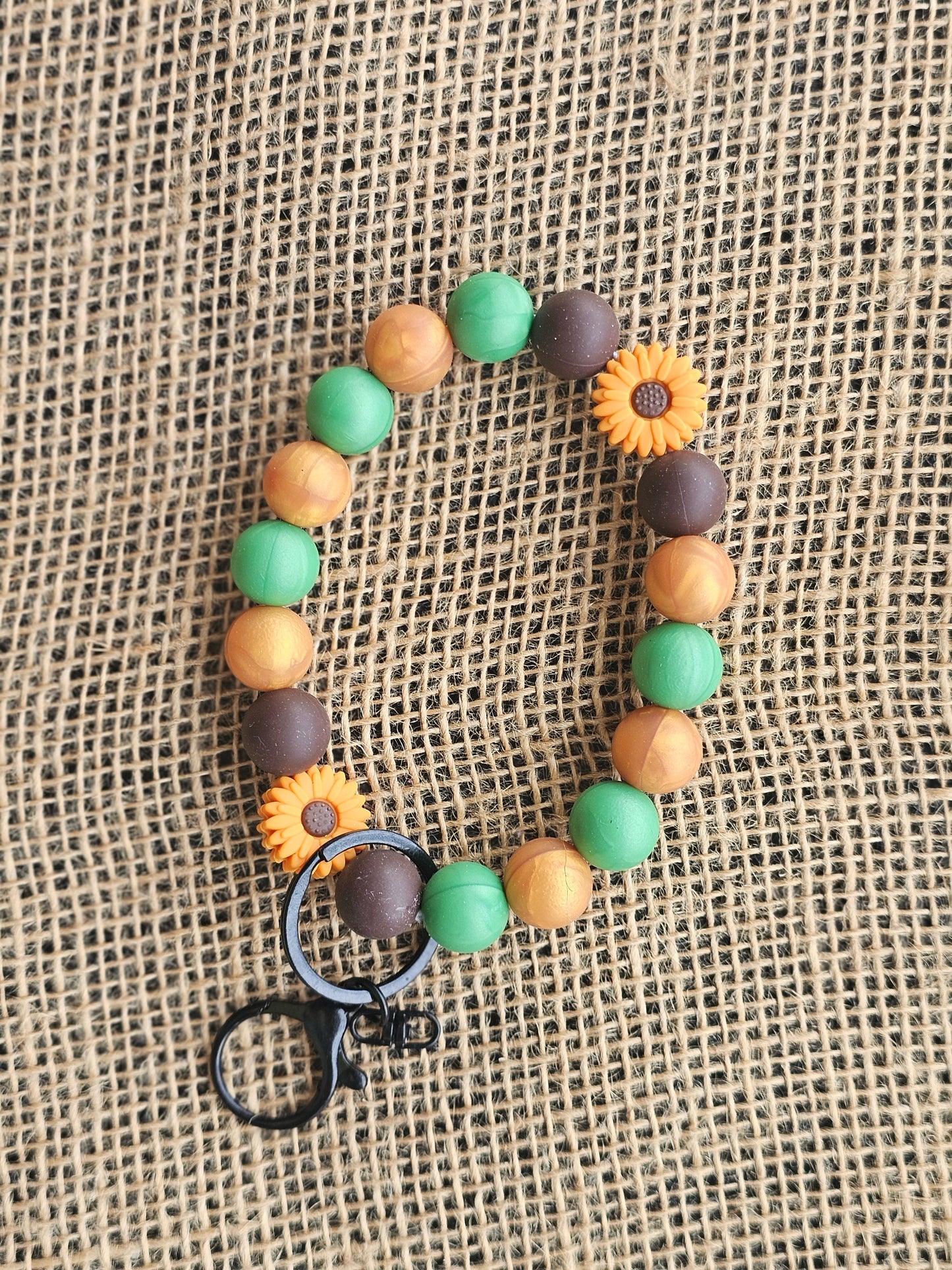 Sunflower Beaded Key Ring