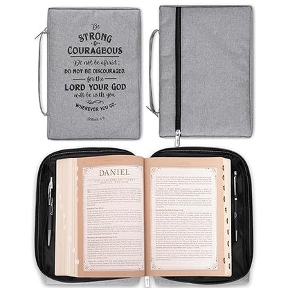 Strong and Courageous Poly-Canvas Bible Cover - Large
