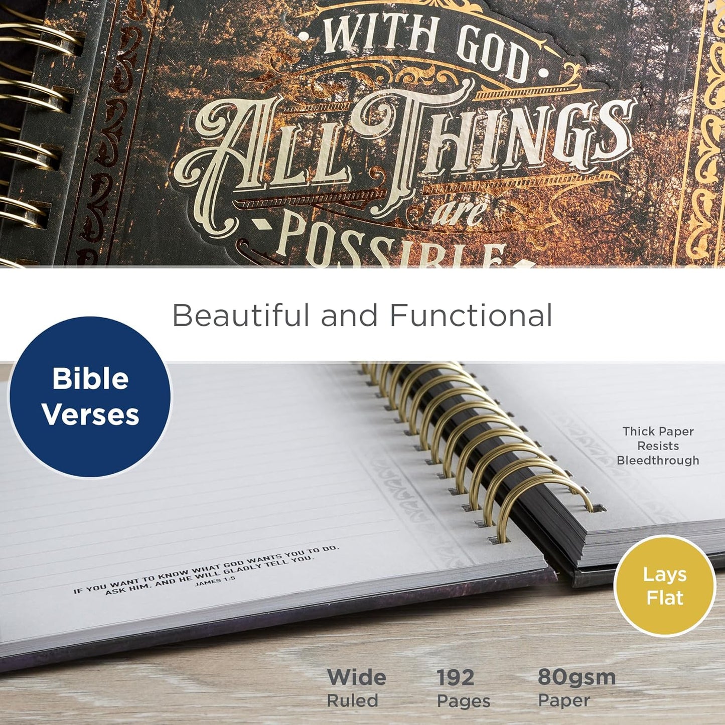 Matthew 19:26 Spiralbound Notebook | Woods