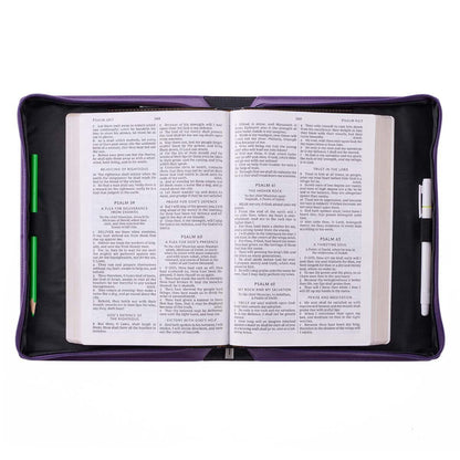 Purple Floral Blessed Is The One Faux Leather Fashion Bible Cover - Jeremiah 17:7