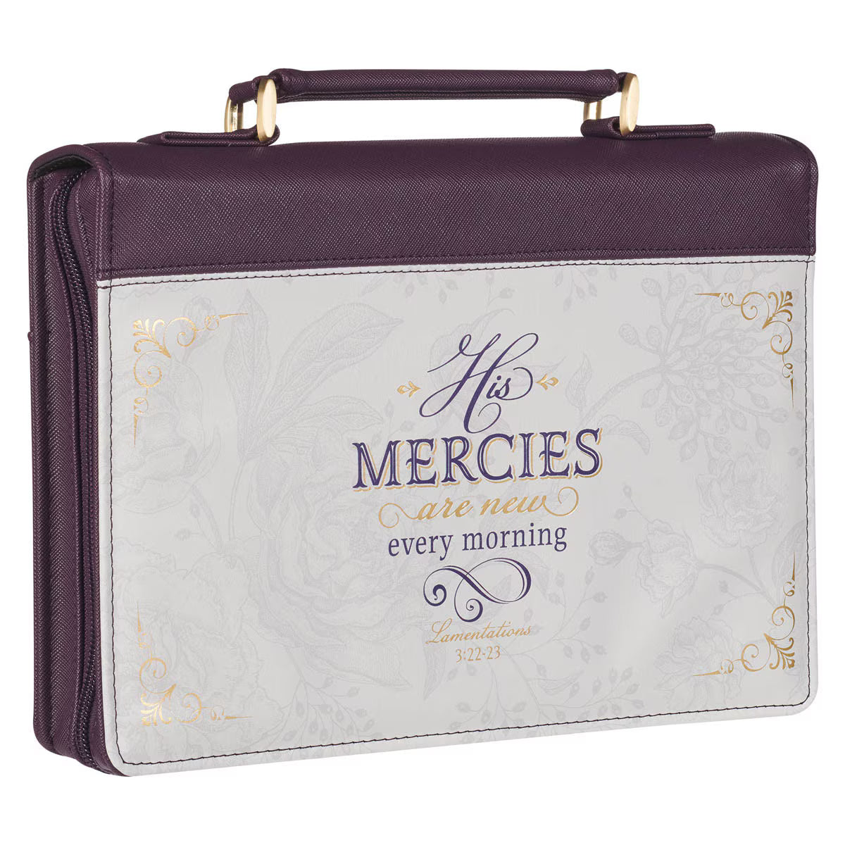 His Mercies Are New Dark Amethyst Purple Fashion Bible Cover - Lamentations 3:22-23