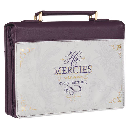 His Mercies Are New Dark Amethyst Purple Fashion Bible Cover - Lamentations 3:22-23