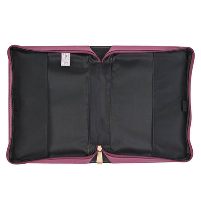 Strong and Courageous Topaz Pink Faux Leather Fashion Bible Cover - Joshua 1:9