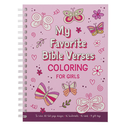 My Favorite Bible Verses Pink Wirebound Coloring Book for Girls