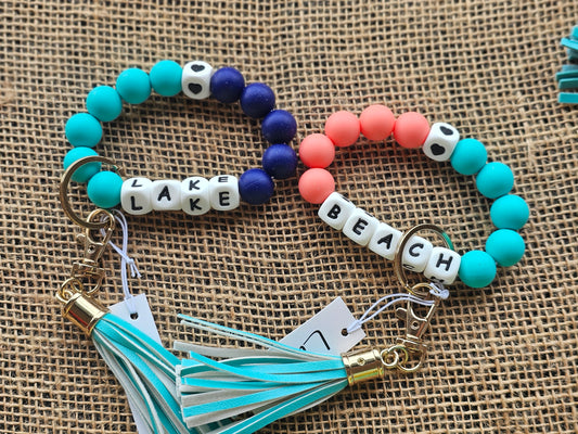 BEACH Beaded Key Ring