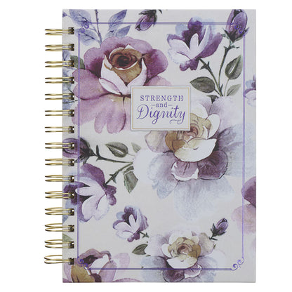 Strength and Dignity Purple Rose Spiral Journal - Proverbs 31:25