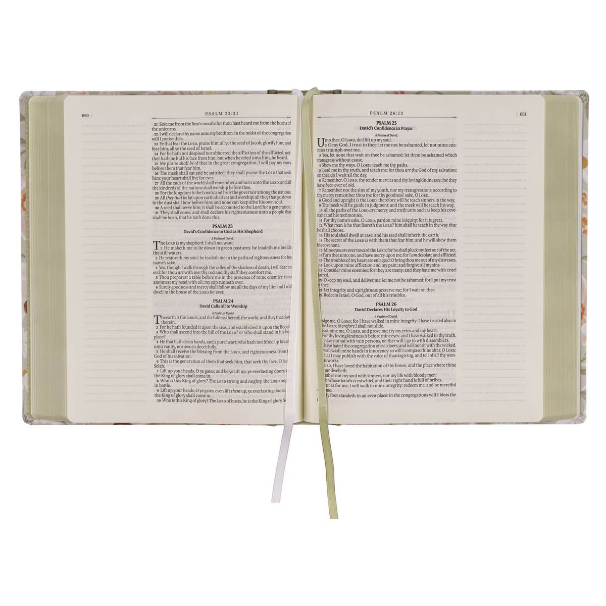 Sage Green Floral Hardcover Amelia Collection Large Print King James Version Note-taking Bible - Luke 22:42