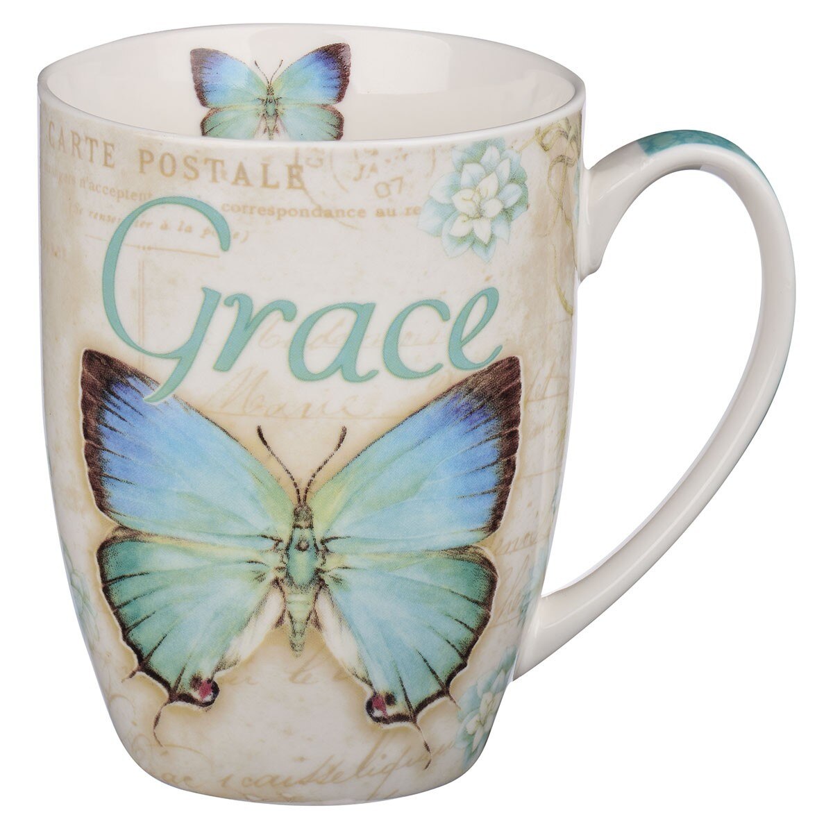 Grace Blue Butterfly Coffee Mug - Ephesians 2:8
